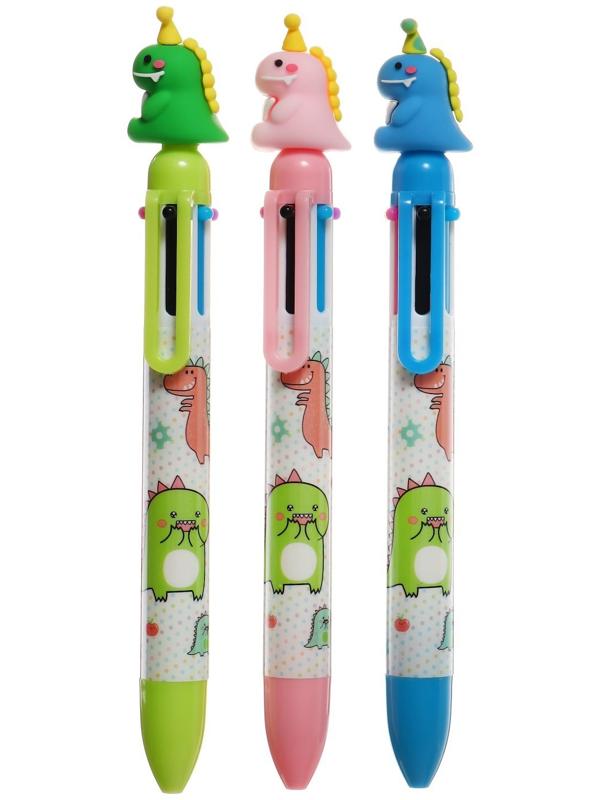 Ручка шариковая автоматическая, 6-ти цветная, Дракон МИКС