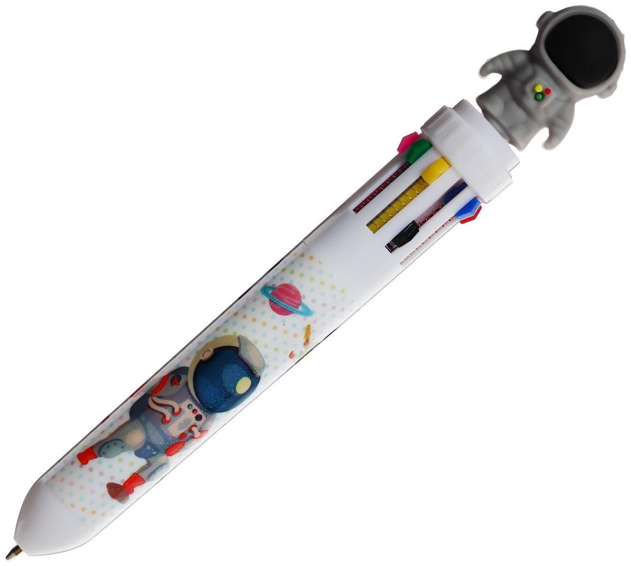 Ручка шариковая автоматическая, 10-ти цветная, Космонавт МИКС
