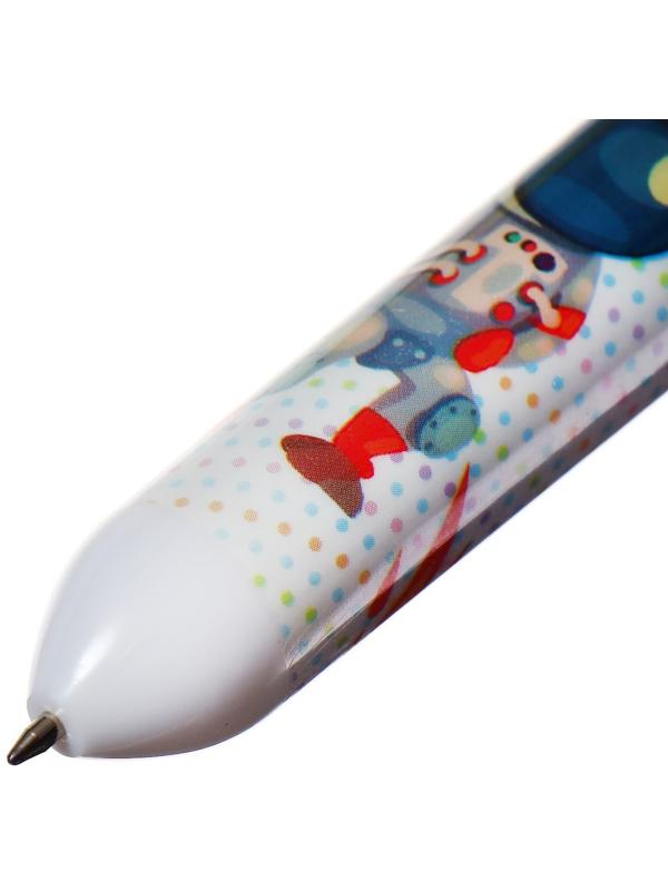 Ручка шариковая автоматическая, 10-ти цветная, Космонавт МИКС