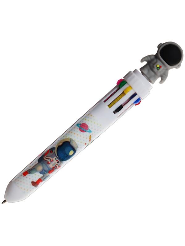 Ручка шариковая автоматическая, 10-ти цветная, Космонавт МИКС