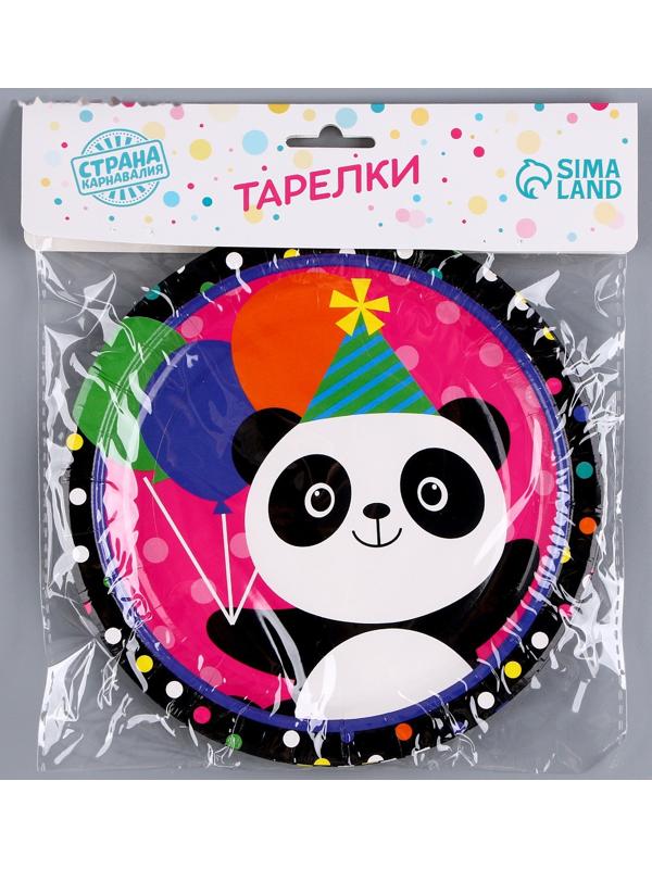 Тарелка бумажная «Панда с шариками», в наборе 6 шт.