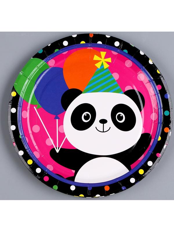 Тарелка бумажная «Панда с шариками», в наборе 6 шт.