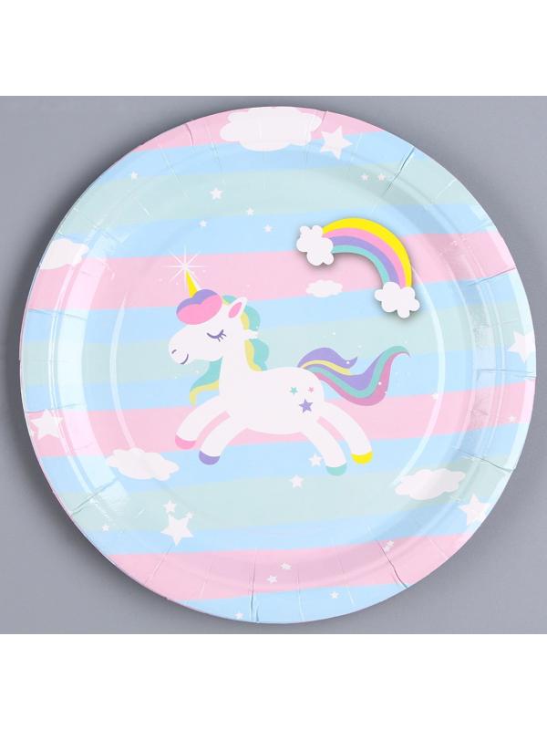 Тарелка бумажная «Радужный единорожка», в наборе 6 шт.