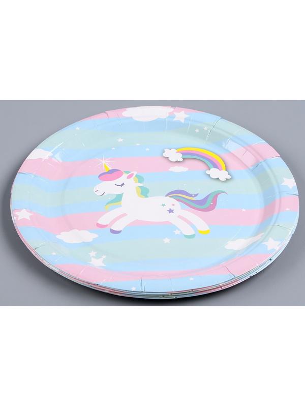 Тарелка бумажная «Радужный единорожка», в наборе 6 шт.