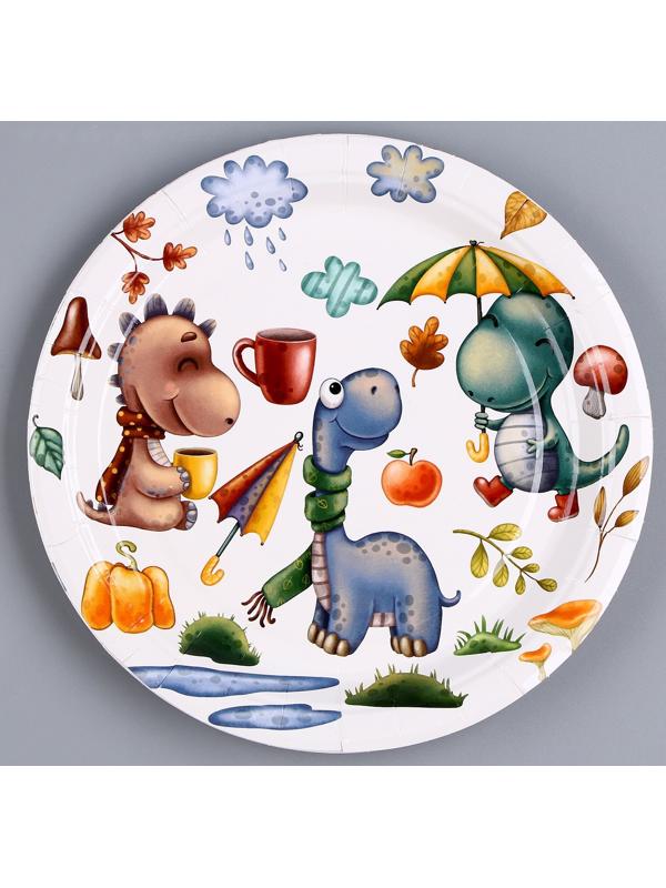 Тарелка бумажная «Динозаврики», в наборе 6 шт.
