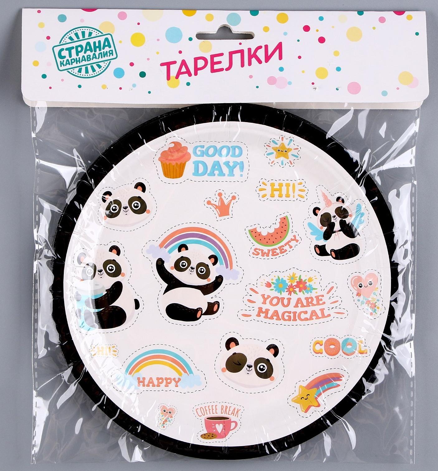 Тарелка бумажная «Панда», в наборе 6 шт.