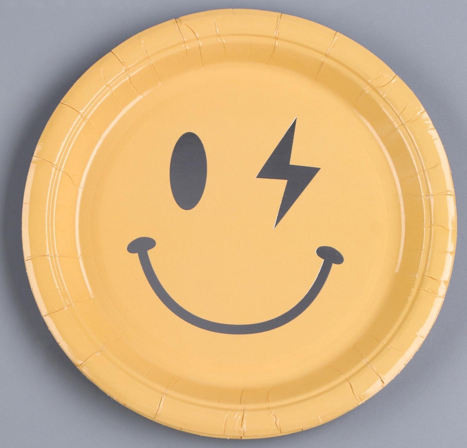 Тарелка бумажная «Смайл», в наборе 6 шт., цвет жёлтый