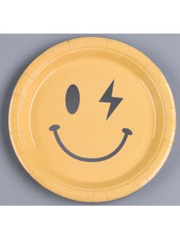 Тарелка бумажная «Смайл», в наборе 6 шт., цвет жёлтый