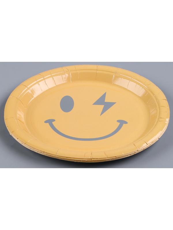 Тарелка бумажная «Смайл», в наборе 6 шт., цвет жёлтый