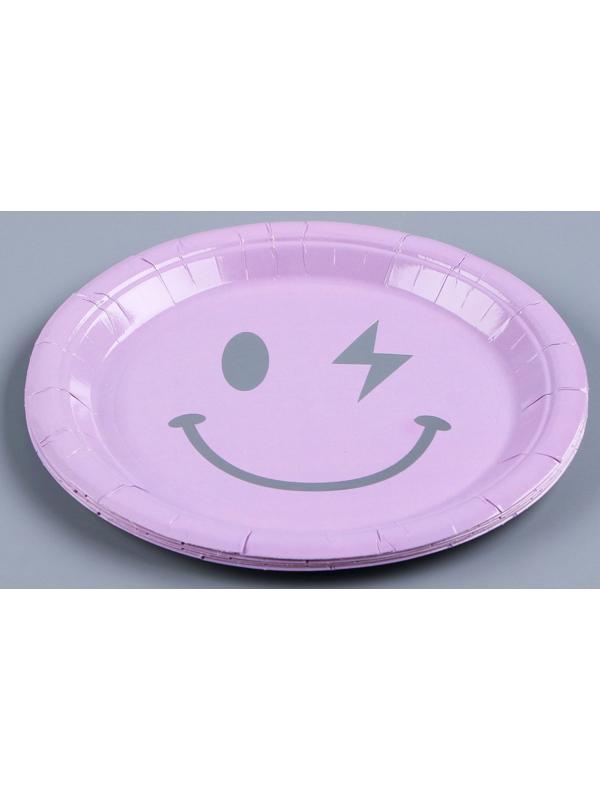 Тарелка бумажная «Смайл», в наборе 6 шт., цвет сиреневый