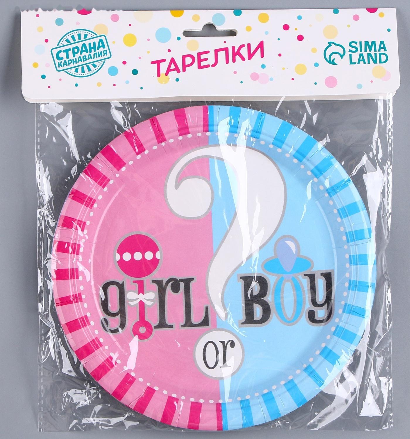 Тарелка бумажная «Гендер-пати», набор 6 шт.