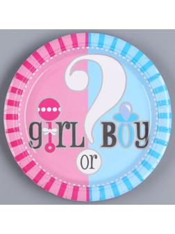 Тарелка бумажная «Гендер-пати», набор 6 шт.