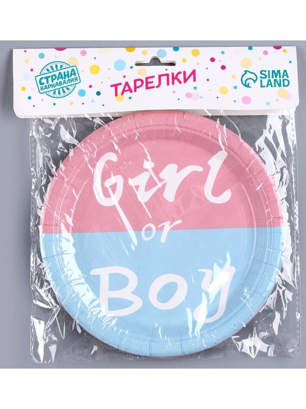Тарелка бумажная для гендер-пати, набор 6 шт.