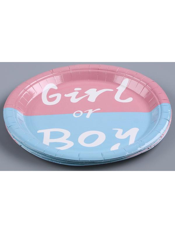 Тарелка бумажная для гендер-пати, набор 6 шт.
