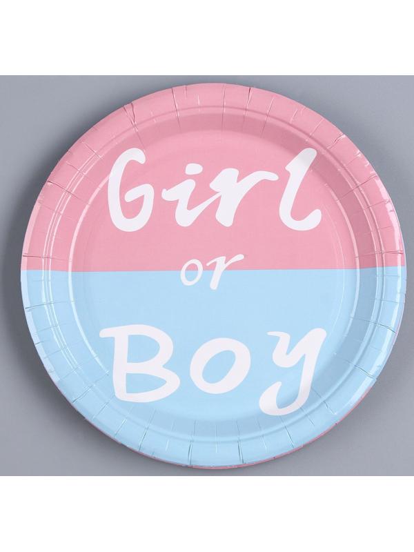 Тарелка бумажная для гендер-пати, набор 6 шт.