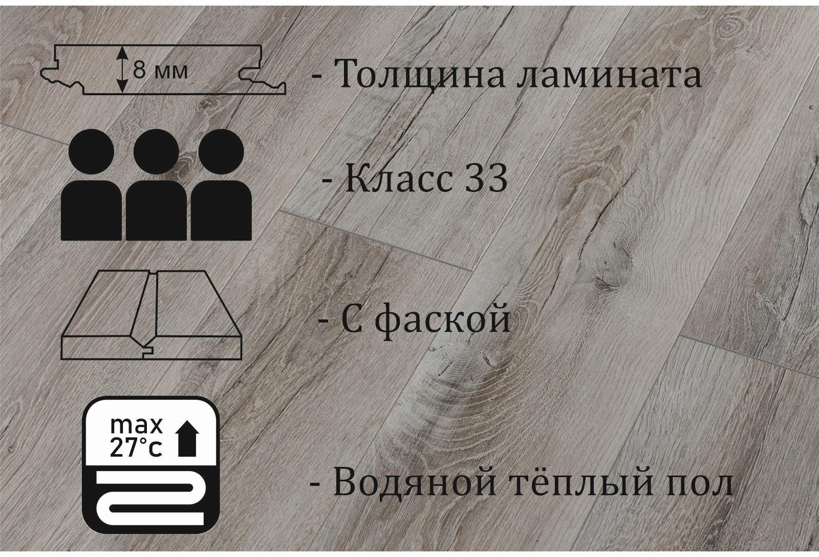 Ламинат Kastamonu IND33TV-FP631, 1380×193×8 мм, 33 класс, 2.131 м2, цвет дуб габон