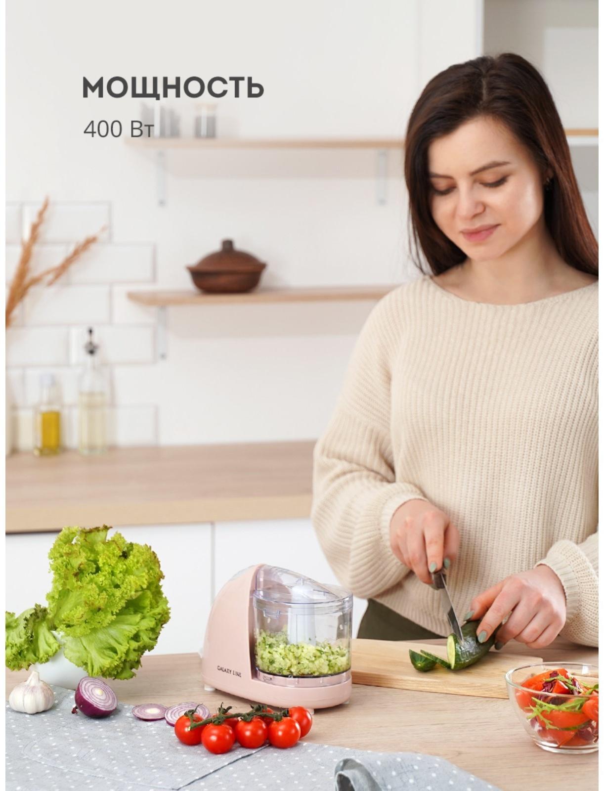 Измельчитель Galaxy GL 2366, пластик, 400 Вт, 0.35 л, розовый