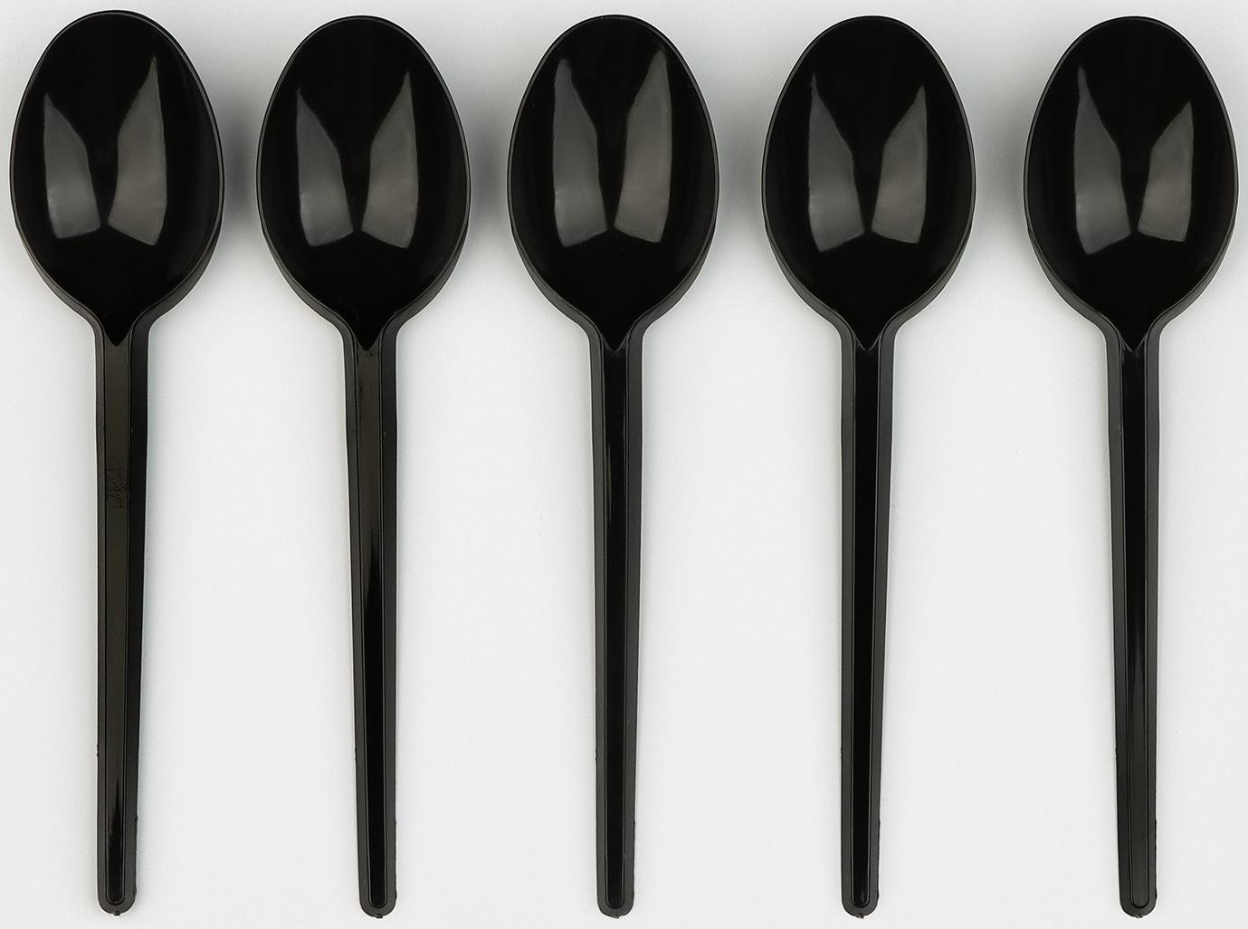 Ложка одноразовая чёрная «Стандарт», столовая, 16 см
