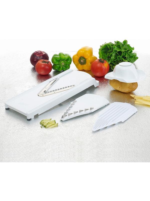 Овощерезка-шинковка Доляна «Смарти», 3 сменных насадки, пушер, цвет белый