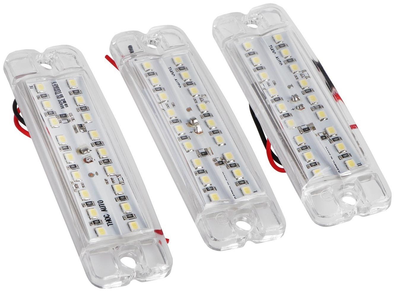 Фонарь габаритный 18-ти диодный LED, белый, 12 - 24 В, 100 мм, 4370