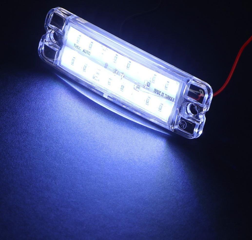 Фонарь габаритный 18-ти диодный LED, белый, 12 - 24 В, 100 мм, 4370