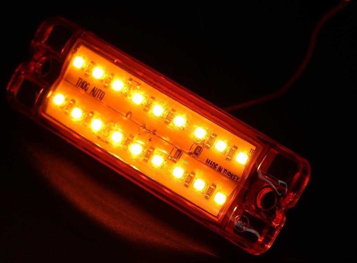 Фонарь габаритный 18-ти диодный LED, желтый, 12 - 24 В, 100 мм, 4371