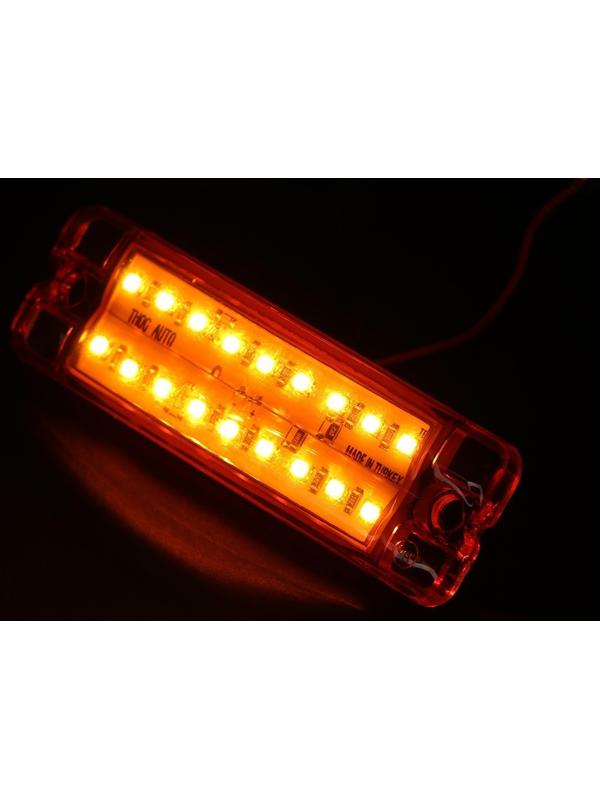 Фонарь габаритный 18-ти диодный LED, желтый, 12 - 24 В, 100 мм, 4371