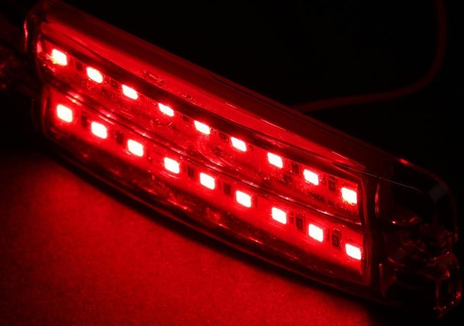 Фонарь габаритный 18-ти диодный LED, красный, 12 - 24 В, 100 мм, 4372