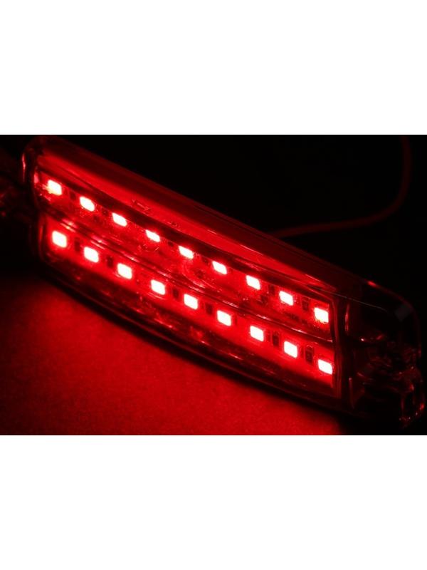 Фонарь габаритный 18-ти диодный LED, красный, 12 - 24 В, 100 мм, 4372