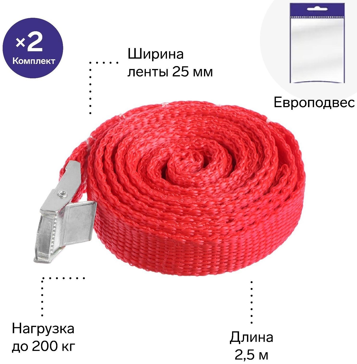 Ремень для крепления груза TORSO с фиксатором 2,5 м, 2 шт, европакет