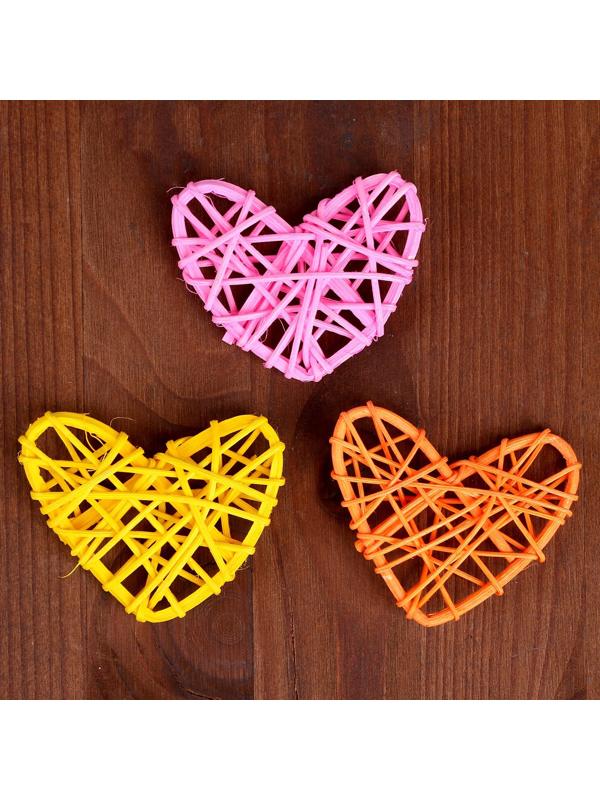 Декор для творчества из лозы «Сердце» набор 3 шт., размер 1 шт. — 6,5 × 6 см, цвет МИКС