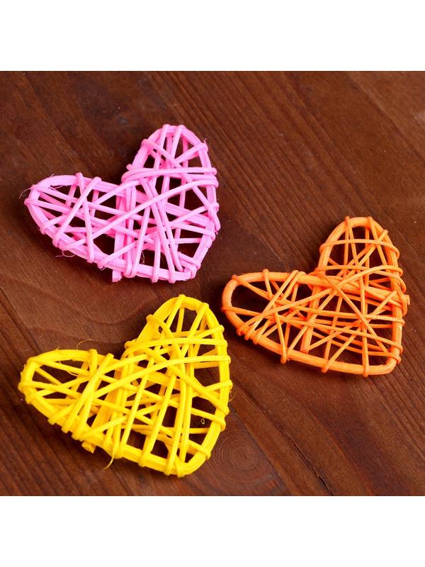 Декор для творчества из лозы «Сердце» набор 3 шт., размер 1 шт. — 6,5 × 6 см, цвет МИКС