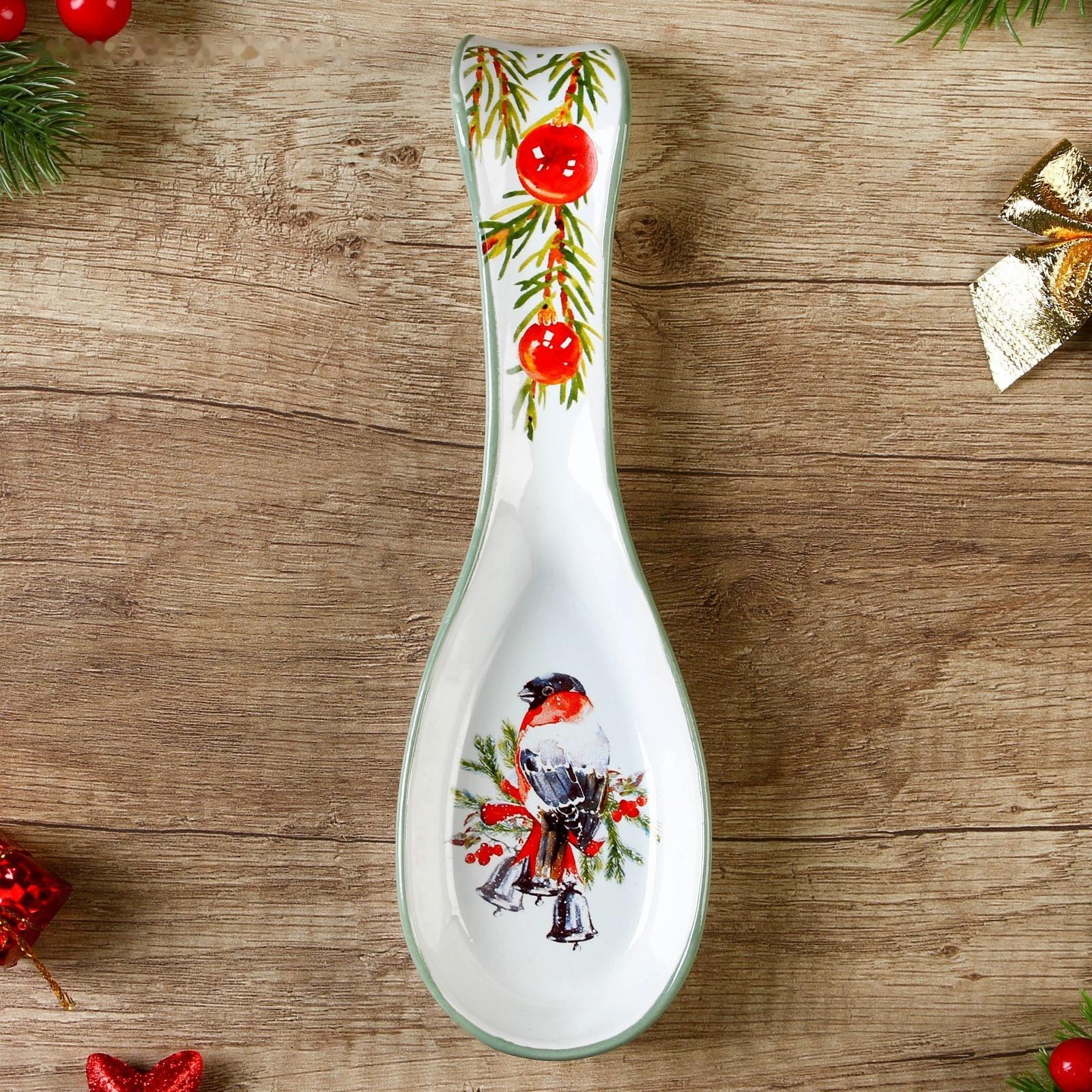 Подставка под ложку «Снегирь», 7 х 22.3 см