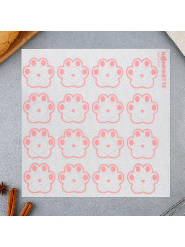 Силиконовый армированный коврик для выпечки «Лапки», 27.5 х 27.5 см