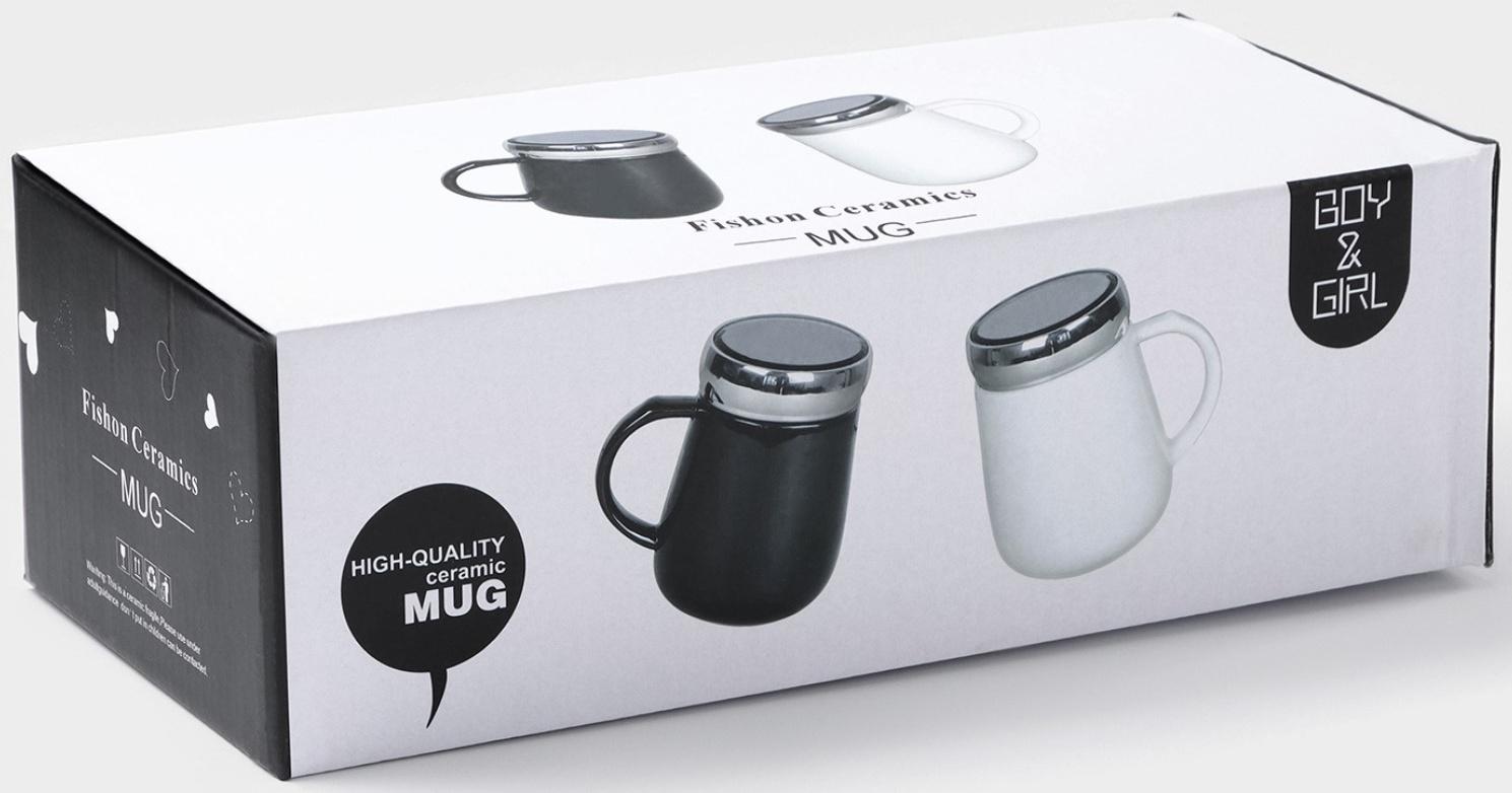 Набор кружек керамических «Король и королева», 2 предмета: 380 мл, цвет чёрный и белый