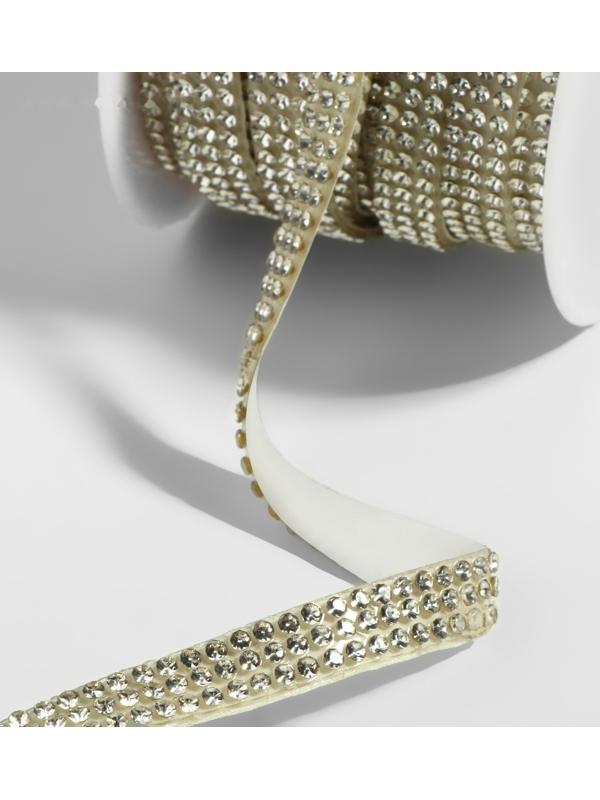 Стразы самоклеящиеся, d = 2 мм, ширина - 7 мм, 4,5 ± 0,5 м, цвет серебряный