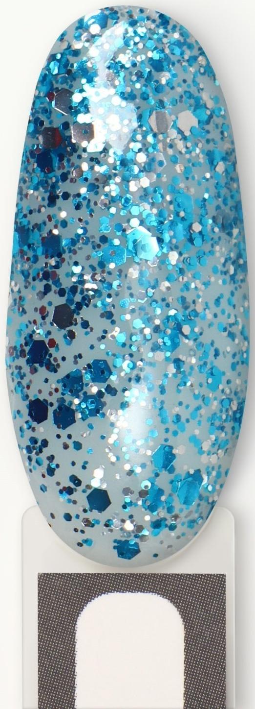 Гель лак для ногтей, «GLITTER FLASH», 3-х фазный, 8мл, LED/UV, цвет прозрачный/голубой (04)