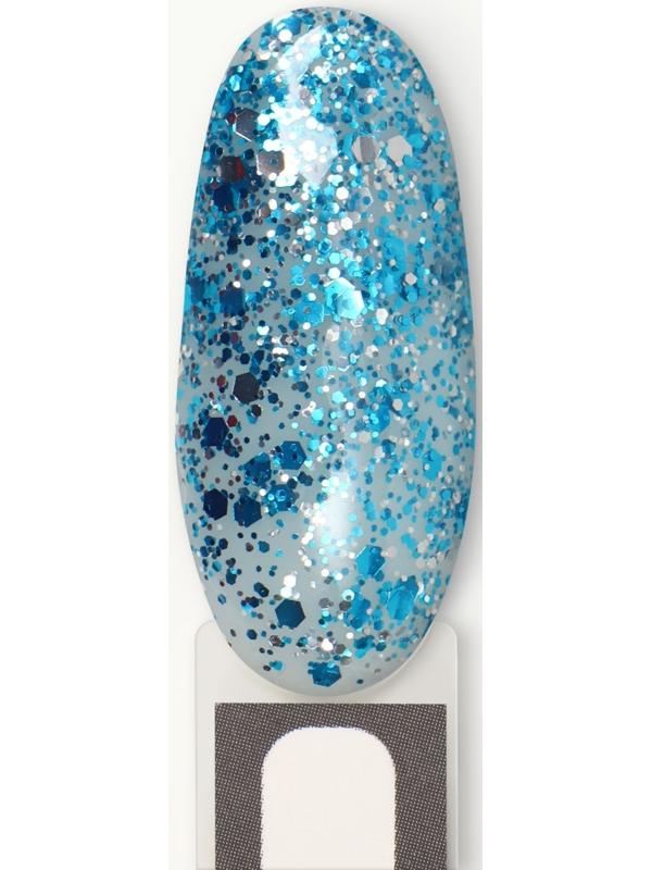 Гель лак для ногтей, «GLITTER FLASH», 3-х фазный, 8мл, LED/UV, цвет прозрачный/голубой (04)
