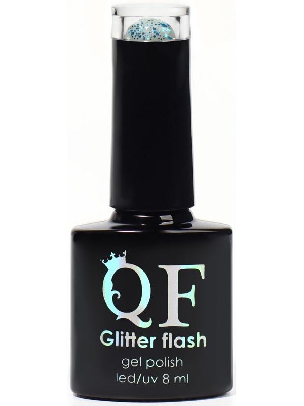 Гель лак для ногтей, «GLITTER FLASH», 3-х фазный, 8мл, LED/UV, цвет прозрачный/голубой (04)