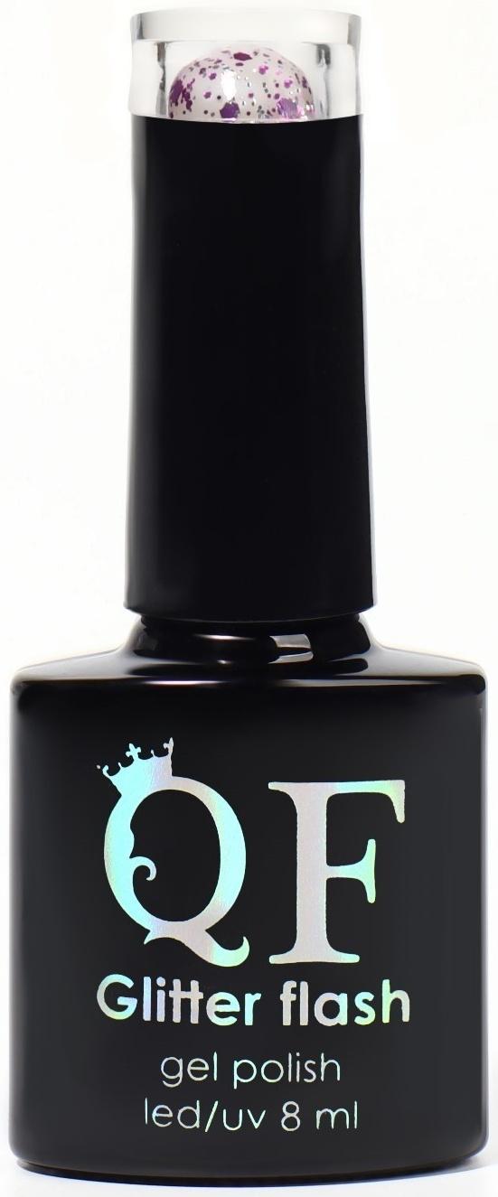Гель лак для ногтей, «GLITTER FLASH», 3-х фазный, 8мл, LED/UV, цвет прозрачный/фиолетовый (08)