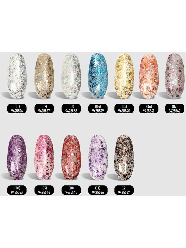 Гель лак для ногтей, «GLITTER FLASH», 3-х фазный, 8мл, LED/UV, цвет прозрачный/фиолетовый (08)