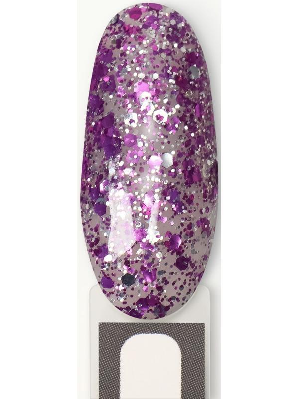 Гель лак для ногтей, «GLITTER FLASH», 3-х фазный, 8мл, LED/UV, цвет прозрачный/фиолетовый (08)