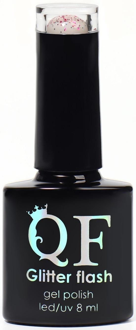 Гель лак для ногтей, «GLITTER FLASH», 3-х фазный, 8мл, LED/UV, цвет прозрачный/малиновый (09)