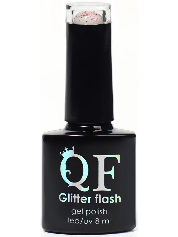 Гель лак для ногтей, «GLITTER FLASH», 3-х фазный, 8мл, LED/UV, цвет прозрачный/малиновый (09)