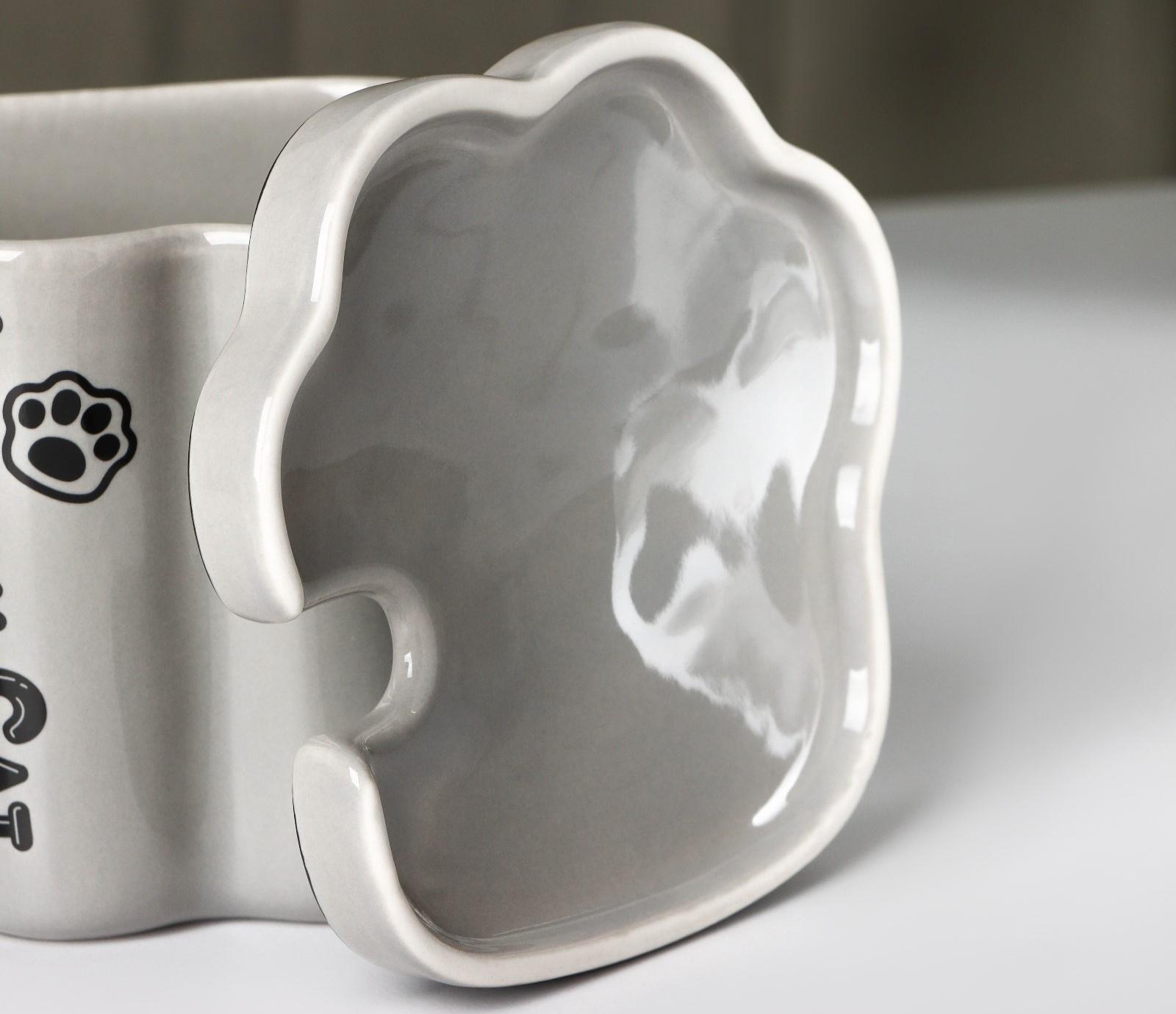 Кружка керамическая «Лапа тигра», 350 мл, цвет серый
