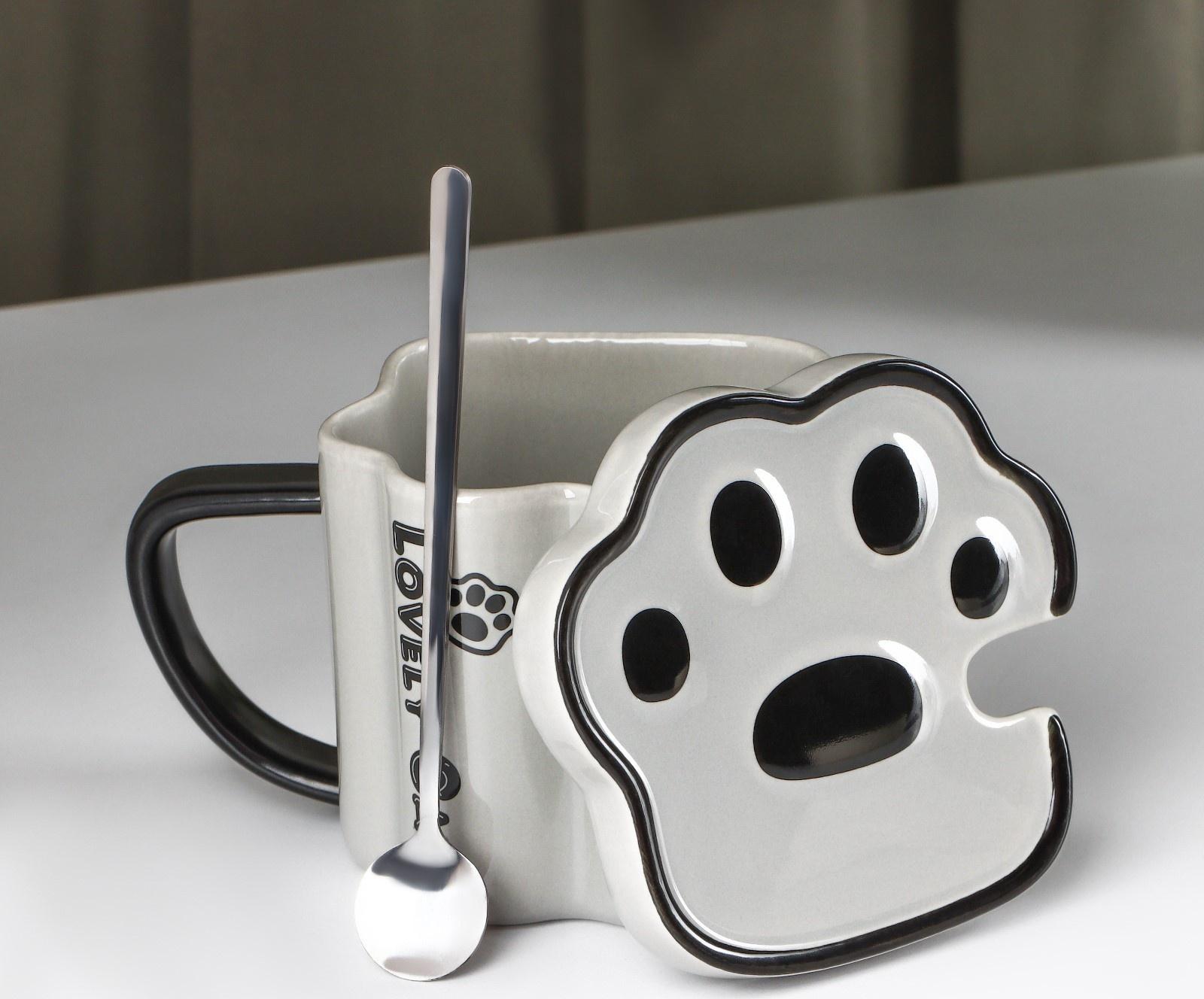 Кружка керамическая «Лапа тигра», 350 мл, цвет серый