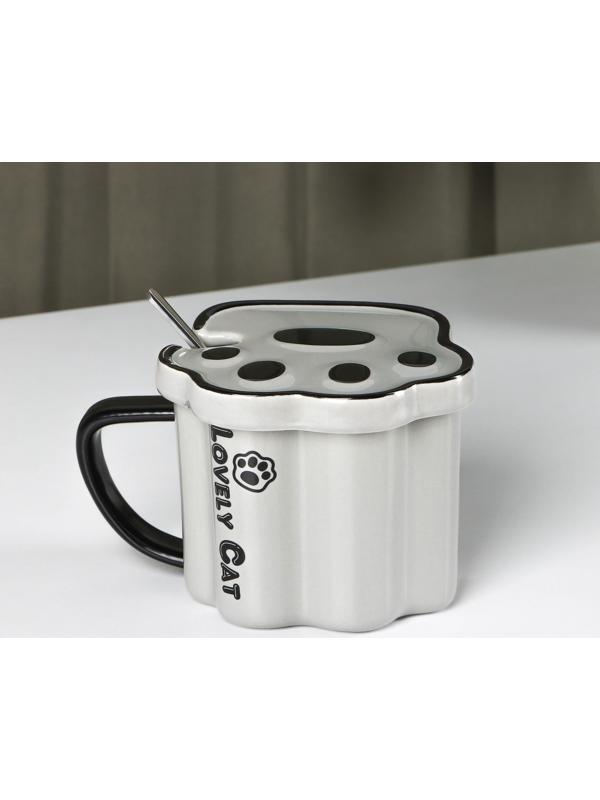 Кружка керамическая «Лапа тигра», 350 мл, цвет серый