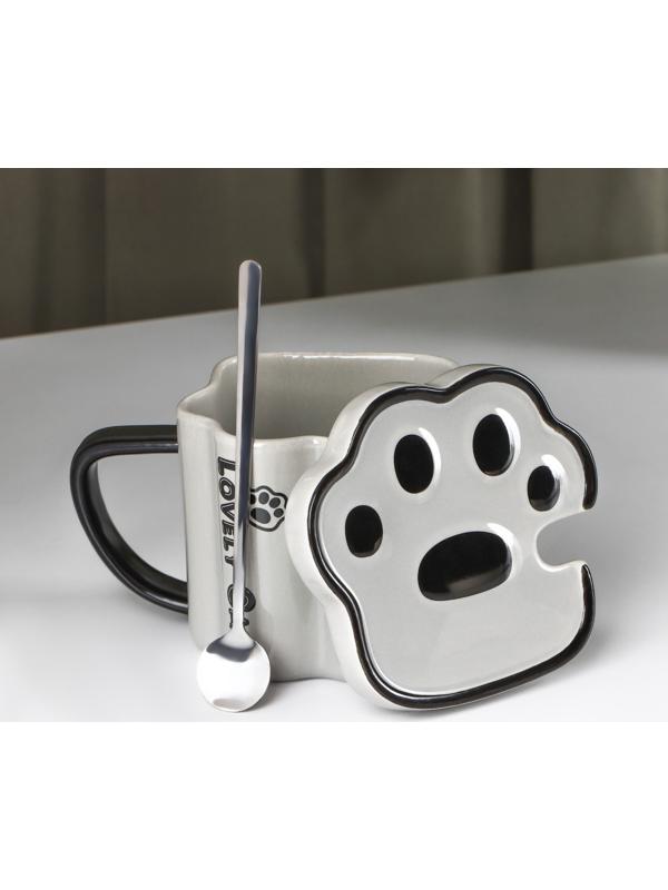 Кружка керамическая «Лапа тигра», 350 мл, цвет серый