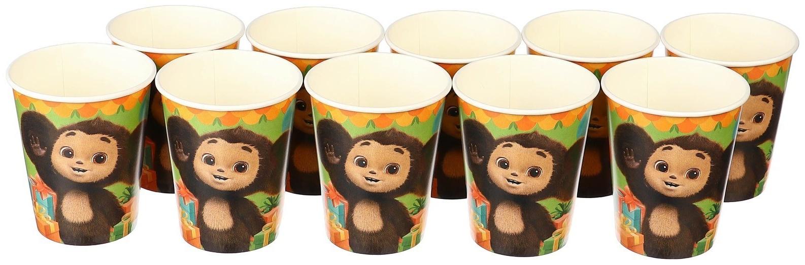 Стакан бумажный, 250 мл, Чебурашка