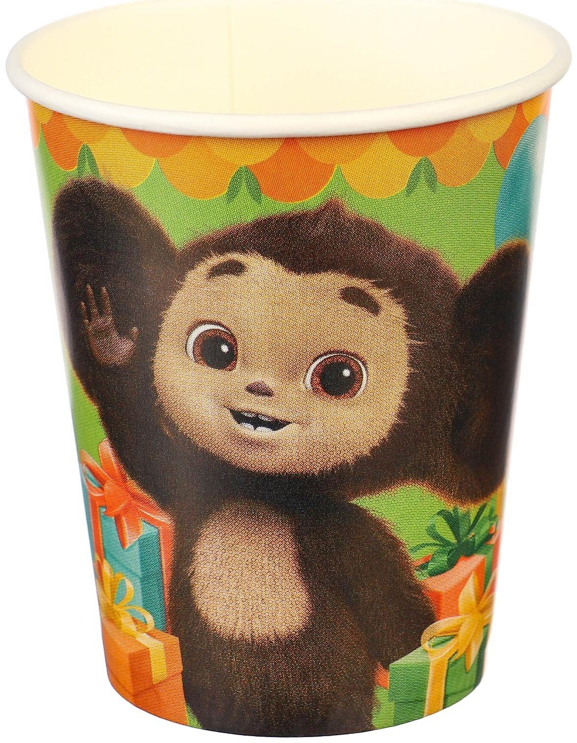 Стакан бумажный, 250 мл, Чебурашка